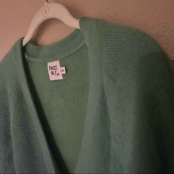 Princess Polly Fuzzy Green Wool Blend Cardigan with Gold Buttons... Very Soft💐 - Picture 7 of 10